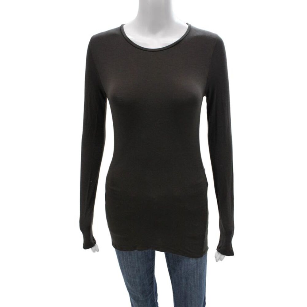 Sharis Womens Tunic Gray Viscose Long Sleeve Round Neck Size 2
